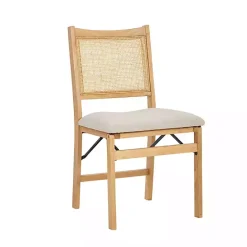 Online Kirklands Home Folding Rat Cane Back Cushioned Chair Tan