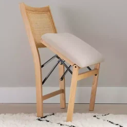 Online Kirklands Home Folding Rat Cane Back Cushioned Chair Tan