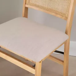 Online Kirklands Home Folding Rat Cane Back Cushioned Chair Tan
