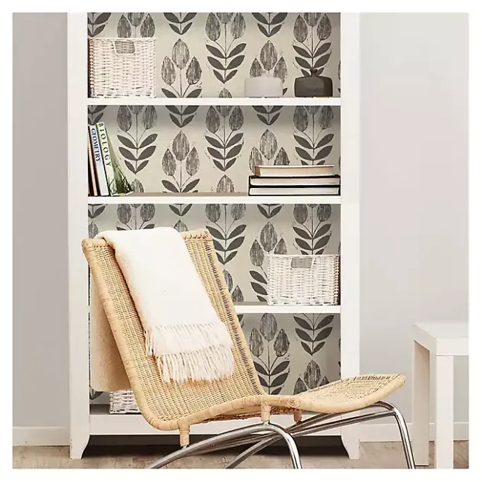 Discount Kirklands Home Folk Tulip Peel and Stick Wallpaper