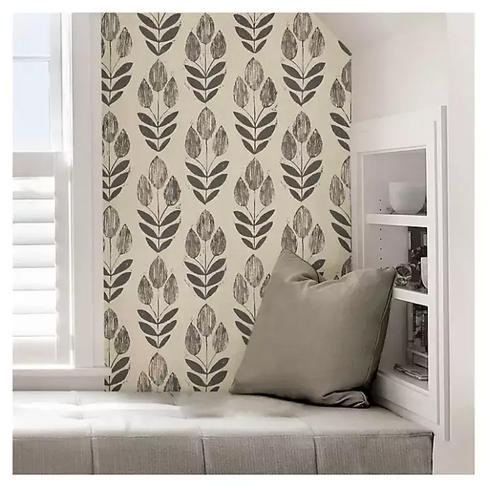 Discount Kirklands Home Folk Tulip Peel and Stick Wallpaper