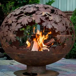 New Kirklands Home Forest Globe Fire Pit Orange