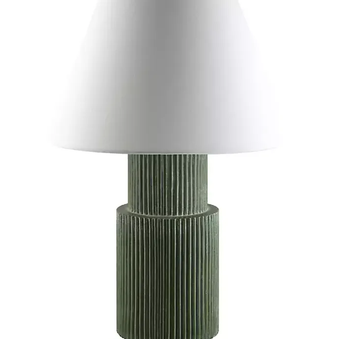 New Kirklands Home Forest Green Ribbed Table Lamp White