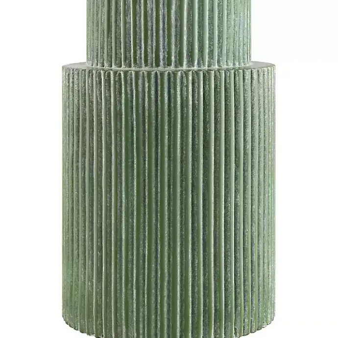 New Kirklands Home Forest Green Ribbed Table Lamp White