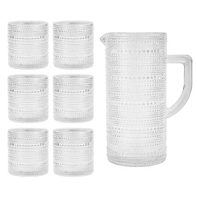 Outlet Kirklands Home Fortessa Bead Glasses and Pitcher, Set of 7 Clear