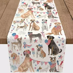 Hot Kirklands Home Fourth of July Patriotic Pups Table Runner, 72 in.