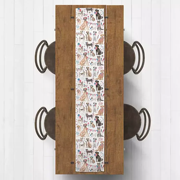 Hot Kirklands Home Fourth of July Patriotic Pups Table Runner, 72 in.