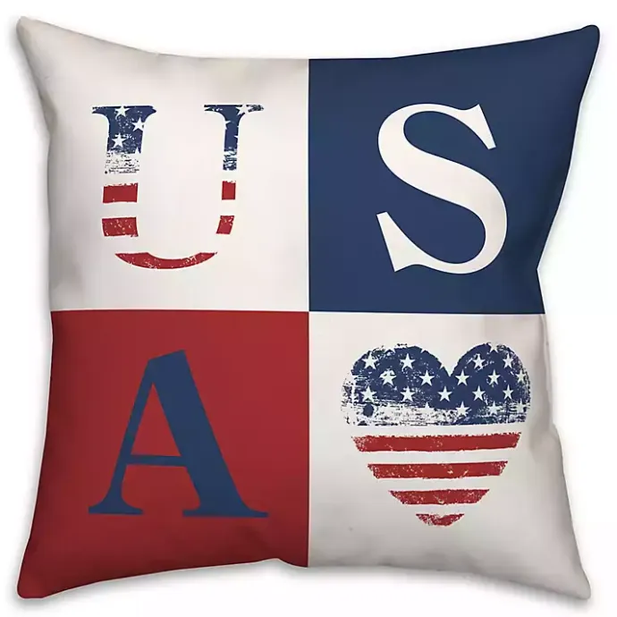 New Kirklands Home Fourth of July Rustic USA Indoor/Outdoor Pillow