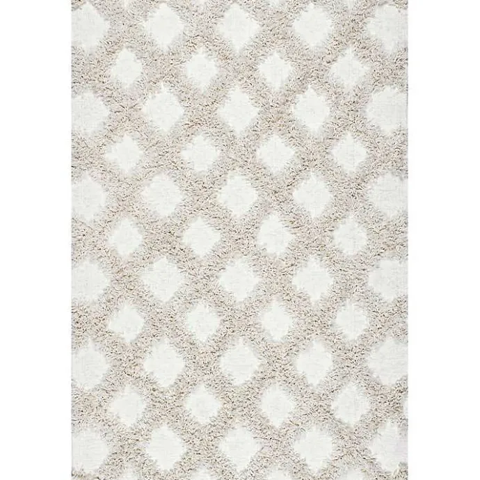 Kirklands Home Francis Diamond Shaggy Area Rug, 4x6 White