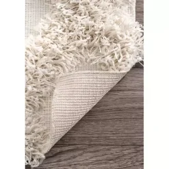 Kirklands Home Francis Diamond Shaggy Area Rug, 4x6 White