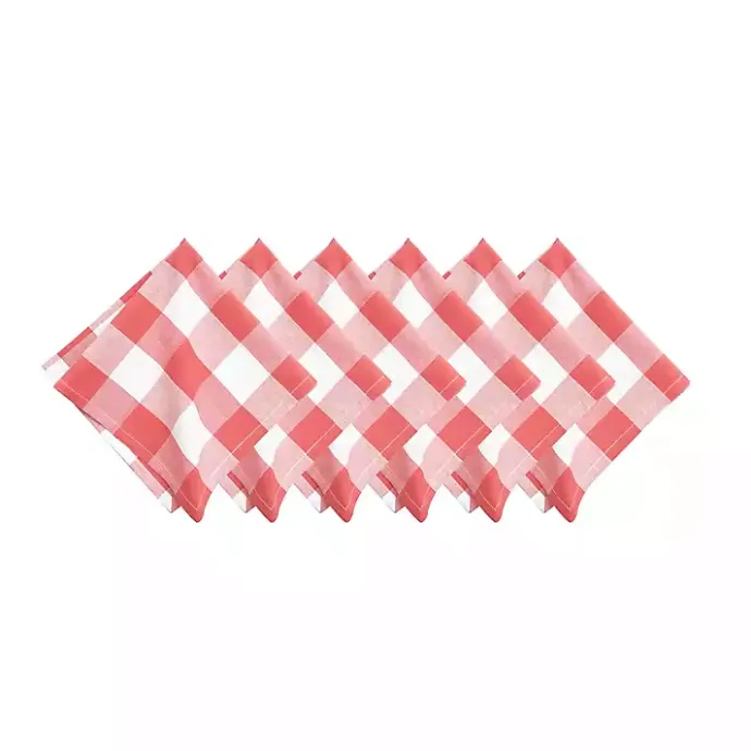 Best Kirklands Home Franklin Coral Gingham Napkins, Set of 6 Pink