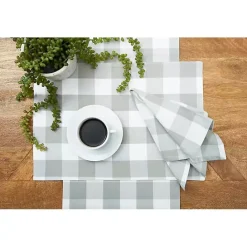 Kirklands Home Franklin Slate Gingham Table Runner Gray