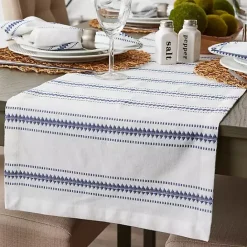 Clearance Kirklands Home French Zig Zag Stripe Table Runner, 72 in. Blue