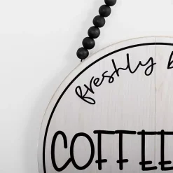 Hot Kirklands Home Freshly Brewed Coffee Round Beaded Wall Plaque