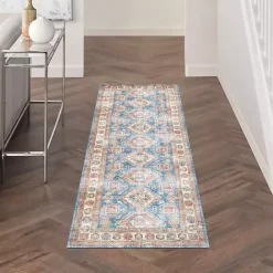 New Kirklands Home Fulton Vintage Medallion Runner, 2x7 Blue