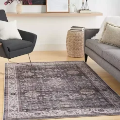 Best Kirklands Home Fulton Charcoal Medallion Area Rug, 5x7 Gray