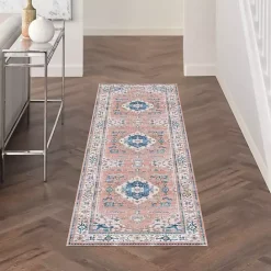 Kirklands Home Fulton Coral Medallion Runner, 2x7 Pink