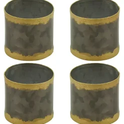 Best Kirklands Home Galvanized Metal Gold Rim Napkin Rings, Set of 4