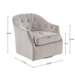 Kirklands Home Gayla Taupe Button Tufted Swivel Accent Chair Gray