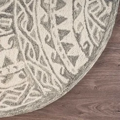 Discount Kirklands Home Geometric Round Waves Area Rug, 6 ft.