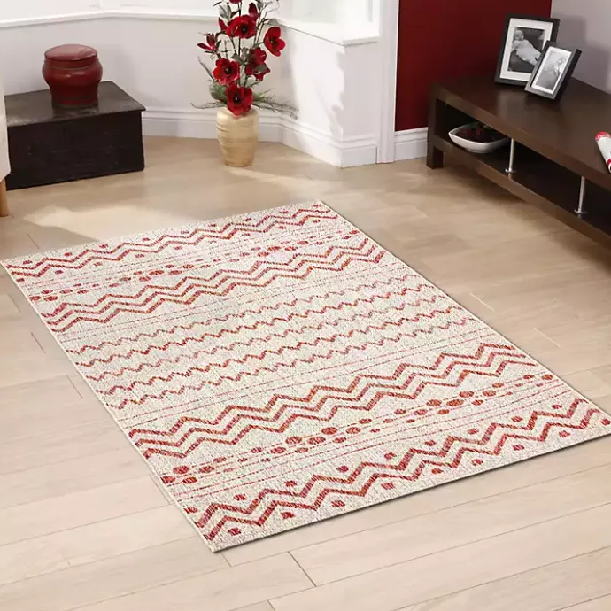 New Kirklands Home Geometric Stripe Sun Shower Outdoor Area Rug, 5x8
