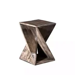 Online Kirklands Home Geometric Twist Wood Accent Table Tan
