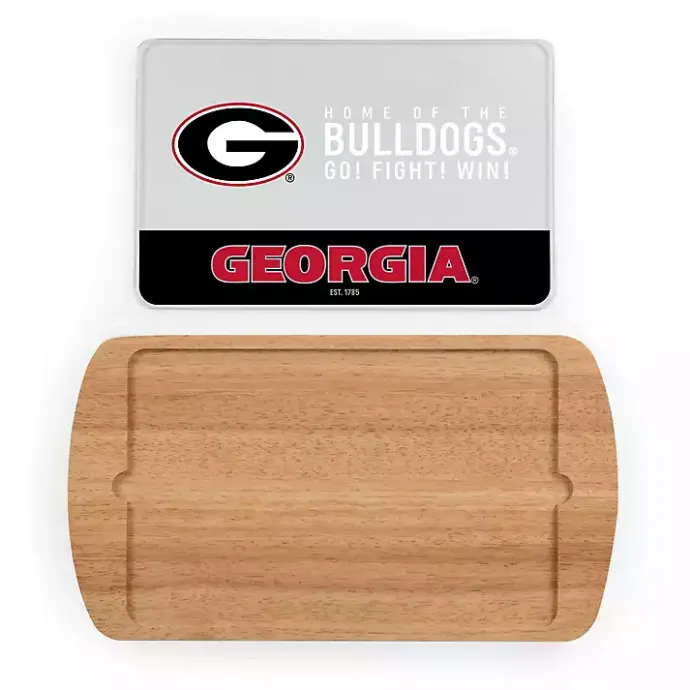 Outlet Kirklands Home Georgia Bulldogs Wood and Glass Serving Board