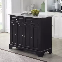 Discount Kirklands Home Gia Black and White Marble Kitchen Island