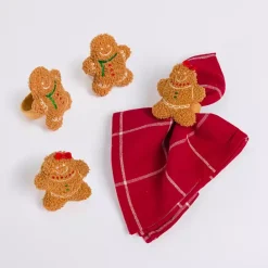 Clearance Kirklands Home Gingerbread Napkin Rings, Set of 4 Brown