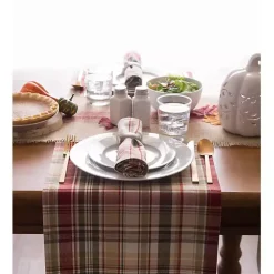 New Kirklands Home Give Thanks Plaid Table Runner, 72 in.