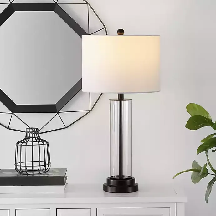 Kirklands Home Glass Column Cassian Table Lamp White