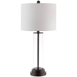 Kirklands Home Glass Column Cassian Table Lamp White