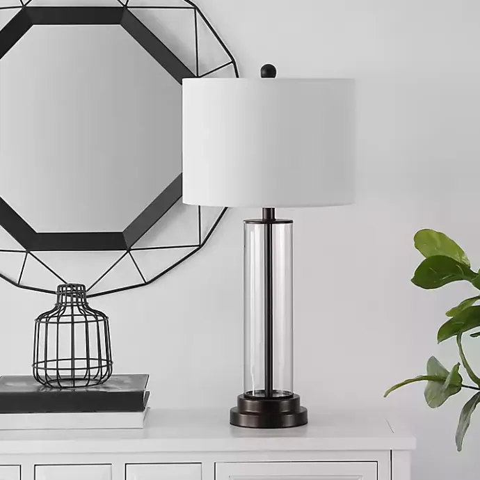 Kirklands Home Glass Column Cassian Table Lamp White