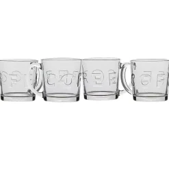 Clearance Kirklands Home Glass Embossed Coffee Mugs, Set of 4 Clear
