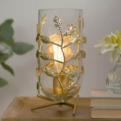 Outlet Kirklands Home Glass Leaf Uplight Gold