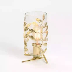 Outlet Kirklands Home Glass Leaf Uplight Gold