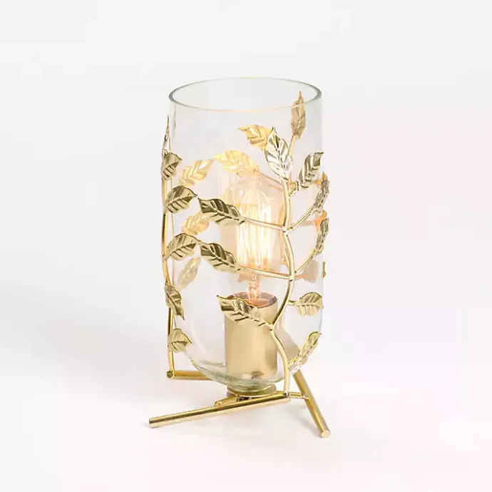 Outlet Kirklands Home Glass Leaf Uplight Gold