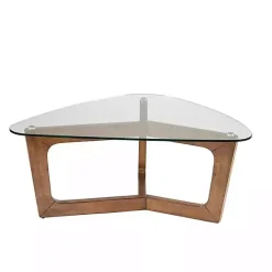 Sale Kirklands Home Glass Triangular Walker Coffee Table Brown