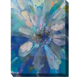 Online Kirklands Home Glittery Flower Outdoor Canvas Art Print Blue