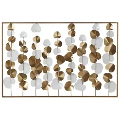 Hot Kirklands Home Glossy Gold Leaves Framed Wall Plaque