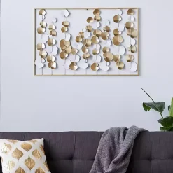 Hot Kirklands Home Glossy Gold Leaves Framed Wall Plaque