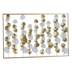 Hot Kirklands Home Glossy Gold Leaves Framed Wall Plaque