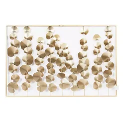 Hot Kirklands Home Glossy Gold Leaves Framed Wall Plaque