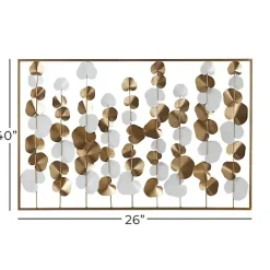 Hot Kirklands Home Glossy Gold Leaves Framed Wall Plaque
