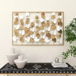 Hot Kirklands Home Glossy Gold Leaves Framed Wall Plaque