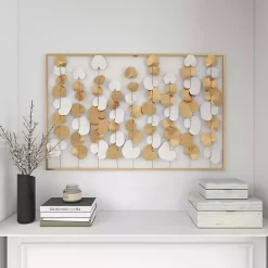 Hot Kirklands Home Glossy Gold Leaves Framed Wall Plaque