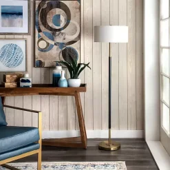 Clearance Kirklands Home Gold and Black Simple Stem Floor Lamp White