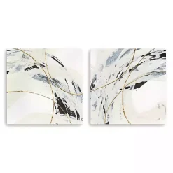 Online Kirklands Home Gold and Cream Abstract Canvas Prints, Set of 2 Ivory