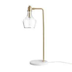 Kirklands Home Gold and Marble Table Lamp with Glass Bell Shade Clear