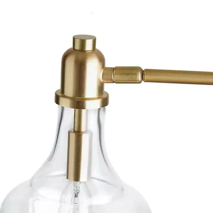 Kirklands Home Gold and Marble Table Lamp with Glass Bell Shade Clear